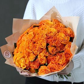 Букет из 51 оранжевой розы 40 см (Россия)