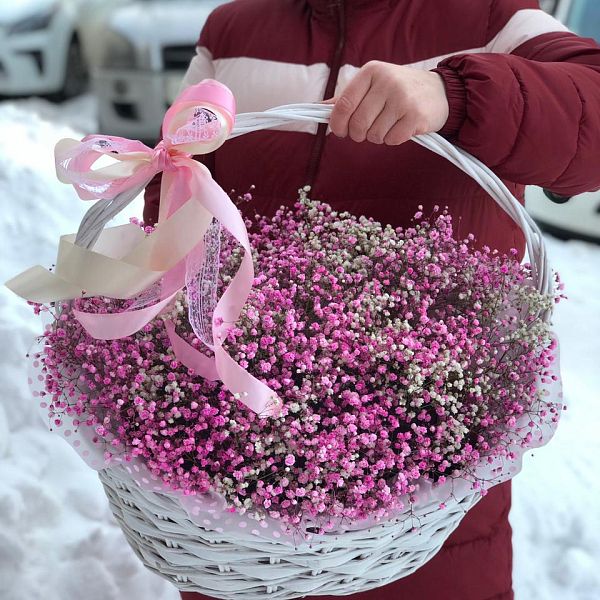 Вау корзина из гипсофилы