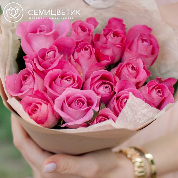 Букет из 15 розовых роз (Кения) 40 см Standart