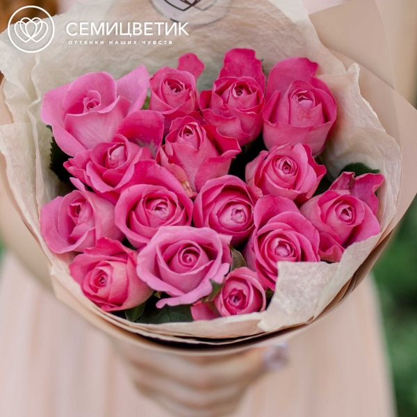 Букет из 15 розовых роз (Кения) 40 см Standart